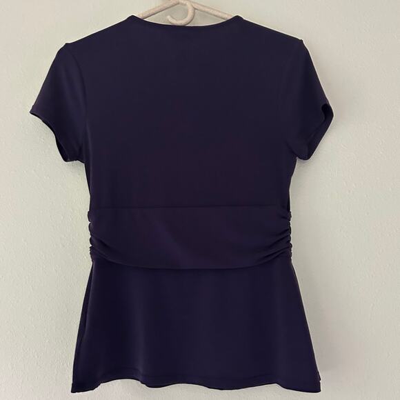 Vintage George stretch babydoll ruched waist peplum wrap 90s Y2K retro stretch S - Picture 6 of 9